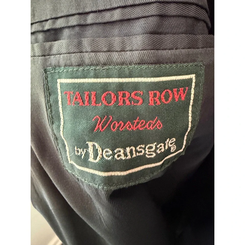 Deansgate Tailors Row‎ Mens 44L Navy Blue Worsted Wool Blazer Gold Crest Button